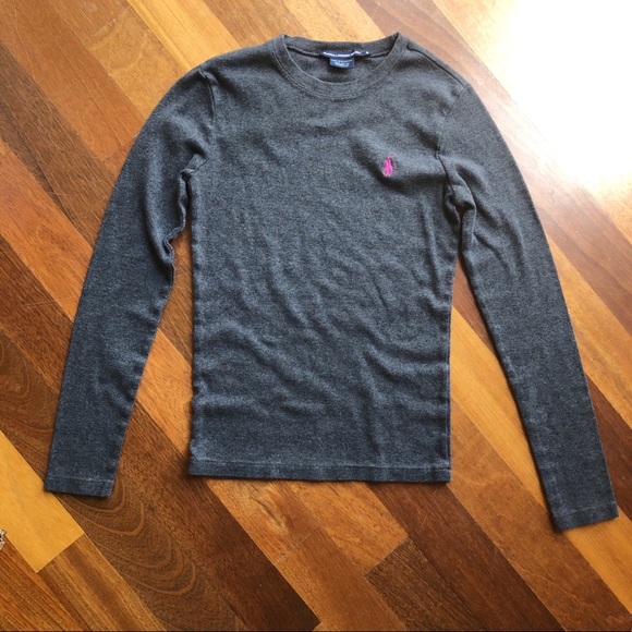 Ralph Lauren Sport Gray Longsleeve Fitted Top - Picture 2 of 3